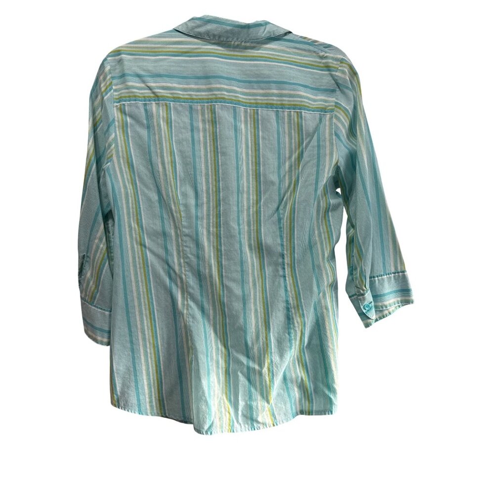 Coldwater Creek Womens No Iron Striped Button-Down Shirt Size L/14 100% Cotton - Picture 3 of 7